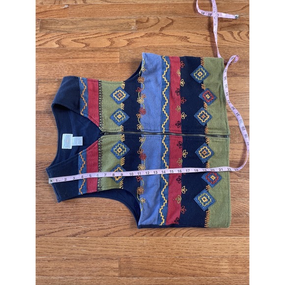 Vintage 90s Women Cotton Southwestern Print Appliqué Zip Vest Western Patchwork - Picture 7 of 7